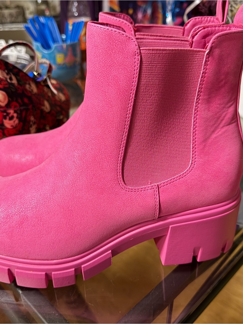 MIA Bright Pink Chunky Chelsea Booties